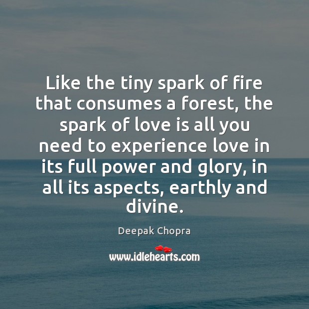 Like the tiny spark of fire that consumes a forest, the spark Deepak Chopra Picture Quote