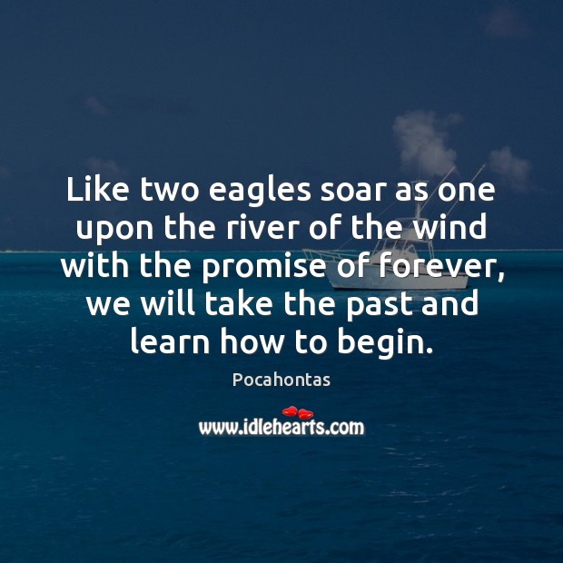 Like two eagles soar as one upon the river of the wind Pocahontas Picture Quote