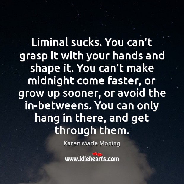 Liminal sucks. You can’t grasp it with your hands and shape it. Karen Marie Moning Picture Quote