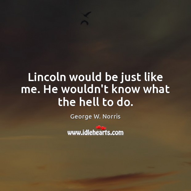 Lincoln would be just like me. He wouldn’t know what the hell to do. Image