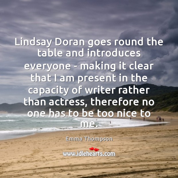 Lindsay Doran goes round the table and introduces everyone – making it Image