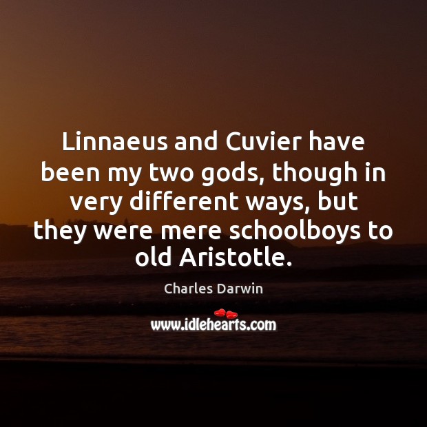 Linnaeus and Cuvier have been my two Gods, though in very different Charles Darwin Picture Quote