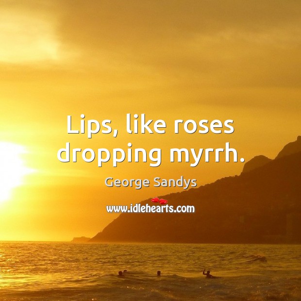 Lips, like roses dropping myrrh. George Sandys Picture Quote
