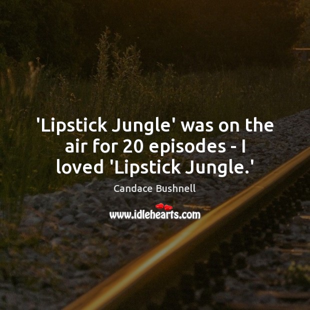 ‘Lipstick Jungle’ was on the air for 20 episodes – I loved ‘Lipstick Jungle.’ Candace Bushnell Picture Quote