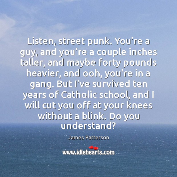 Listen, street punk. You’re a guy, and you’re a couple inches taller, James Patterson Picture Quote