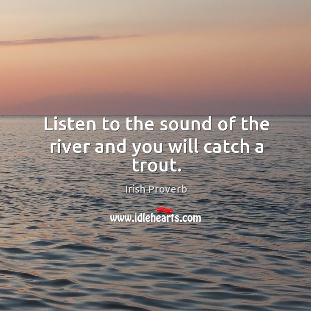 Listen to the sound of the river and you will catch a trout. Irish Proverbs Image