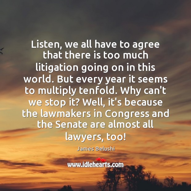 Listen, we all have to agree that there is too much litigation Image