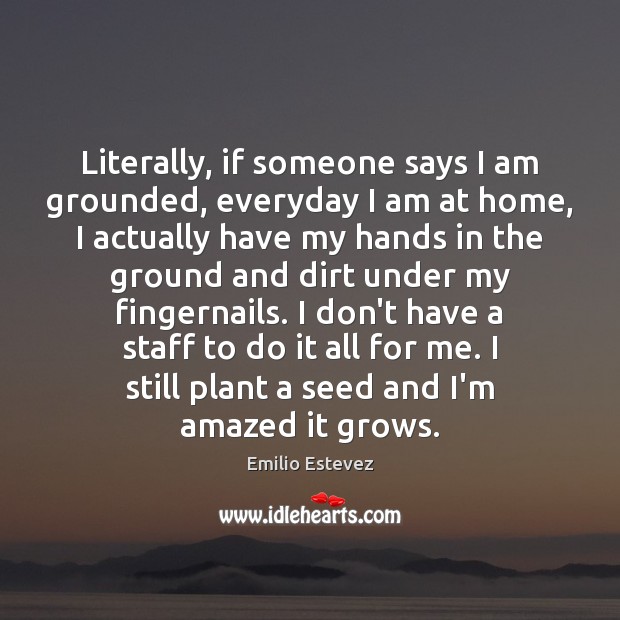 Literally, if someone says I am grounded, everyday I am at home, Emilio Estevez Picture Quote