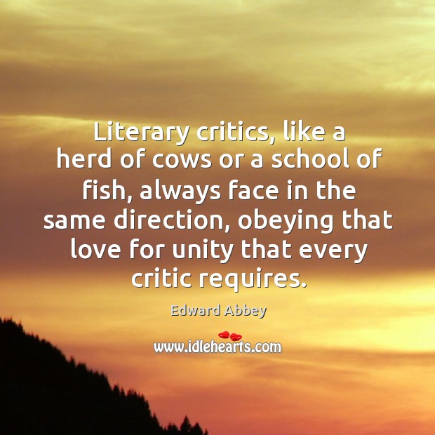 Literary critics, like a herd of cows or a school of fish, Image