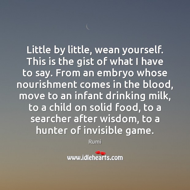 Little by little, wean yourself. This is the gist of what I Rumi Picture Quote