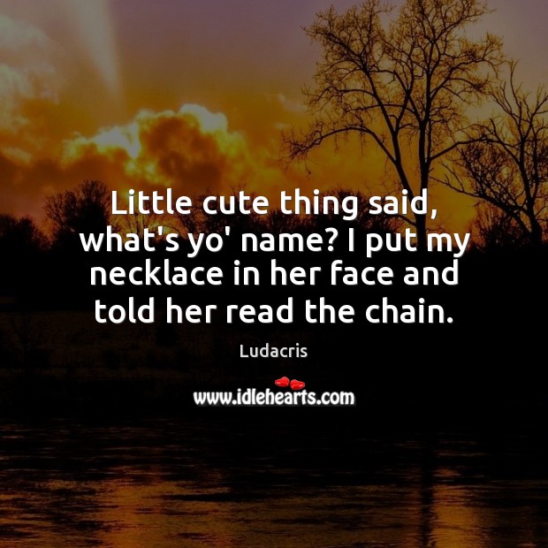 Little cute thing said, what’s yo’ name? I put my necklace in Ludacris Picture Quote