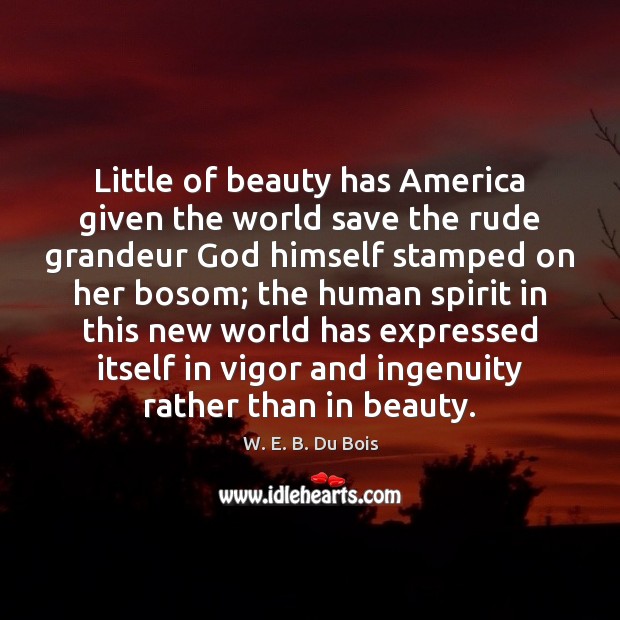 Little of beauty has America given the world save the rude grandeur W. E. B. Du Bois Picture Quote