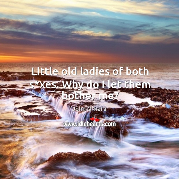 Little old ladies of both s*xes. Why do I let them bother me? John O’Hara Picture Quote
