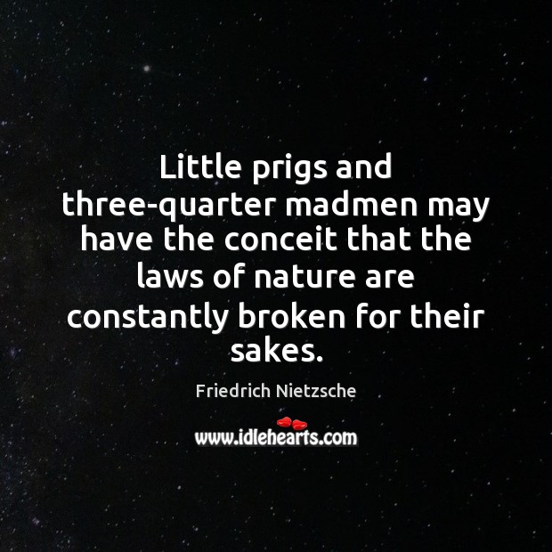 Little prigs and three-quarter madmen may have the conceit that the laws Friedrich Nietzsche Picture Quote