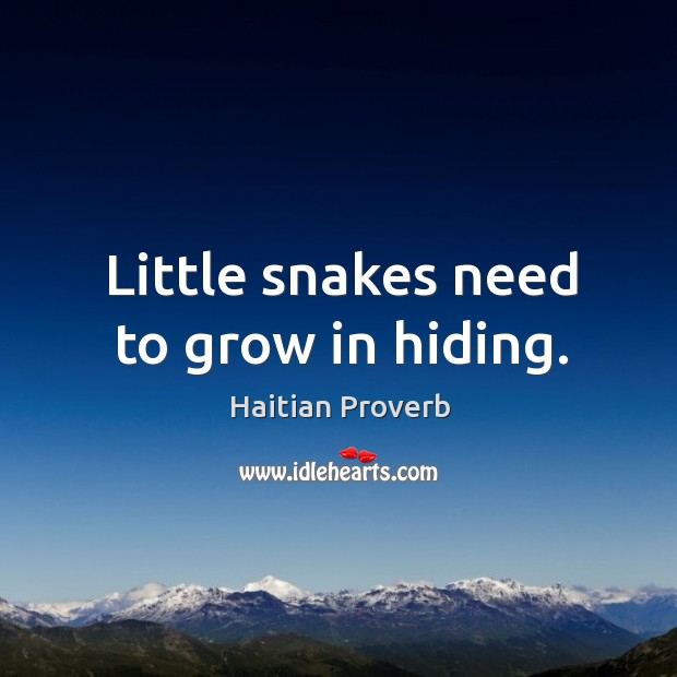 Little snakes need to grow in hiding. Haitian Proverbs Image