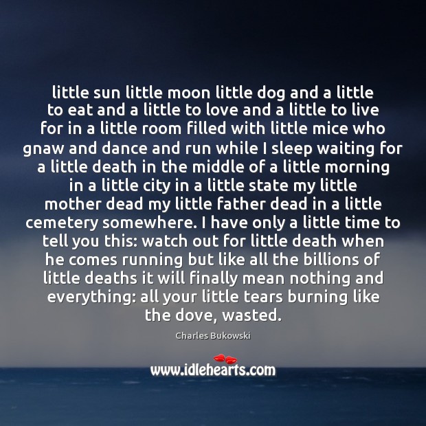 Little sun little moon little dog and a little to eat and Charles Bukowski Picture Quote