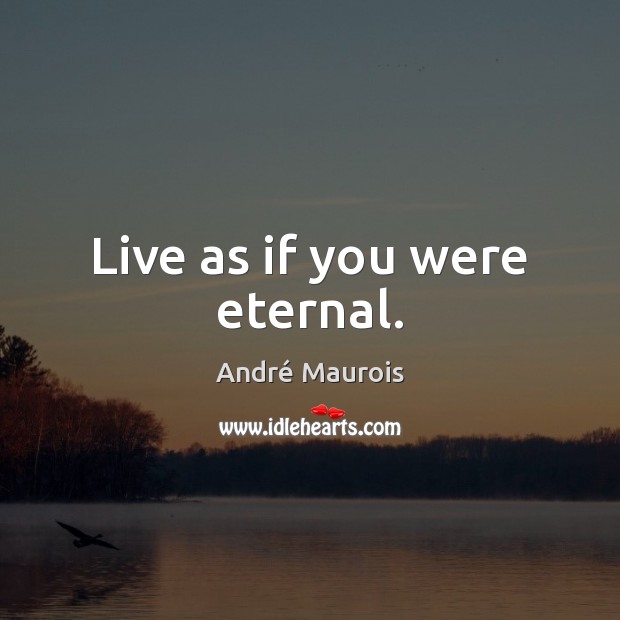 Live as if you were eternal. Image