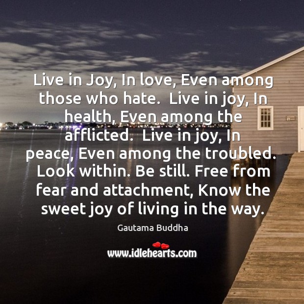 Live in Joy, In love, Even among those who hate.  Live in Image