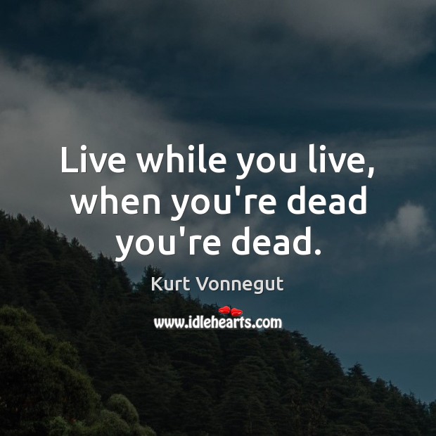 Live while you live, when you’re dead you’re dead. Image