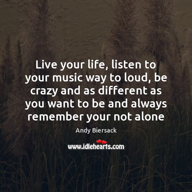 Live your life, listen to your music way to loud, be crazy Image