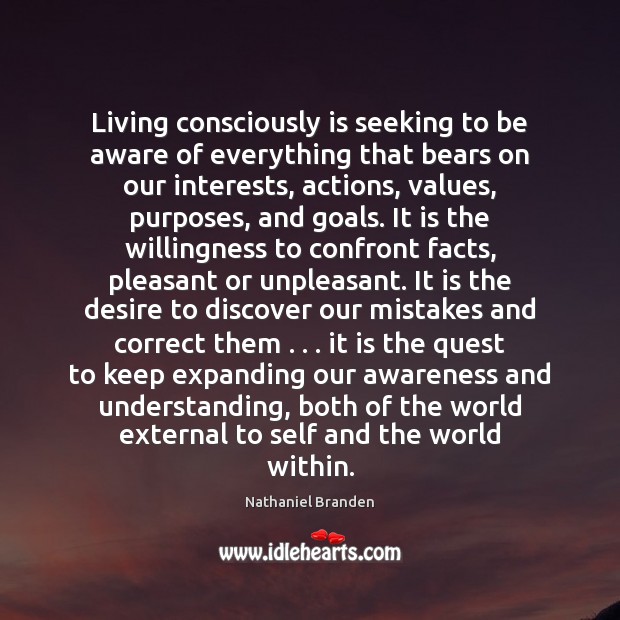 Living consciously is seeking to be aware of everything that bears on Image