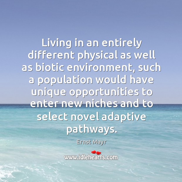 Living in an entirely different physical as well as biotic environment, such a population would have Image