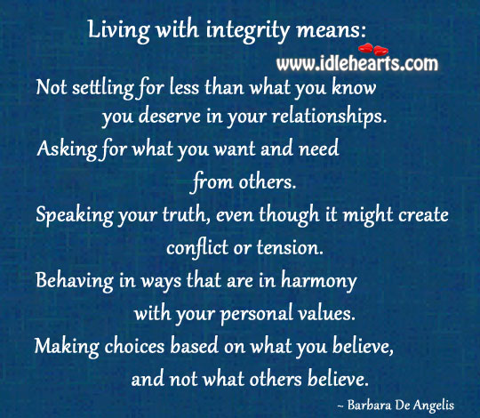 Living with integrity means Image