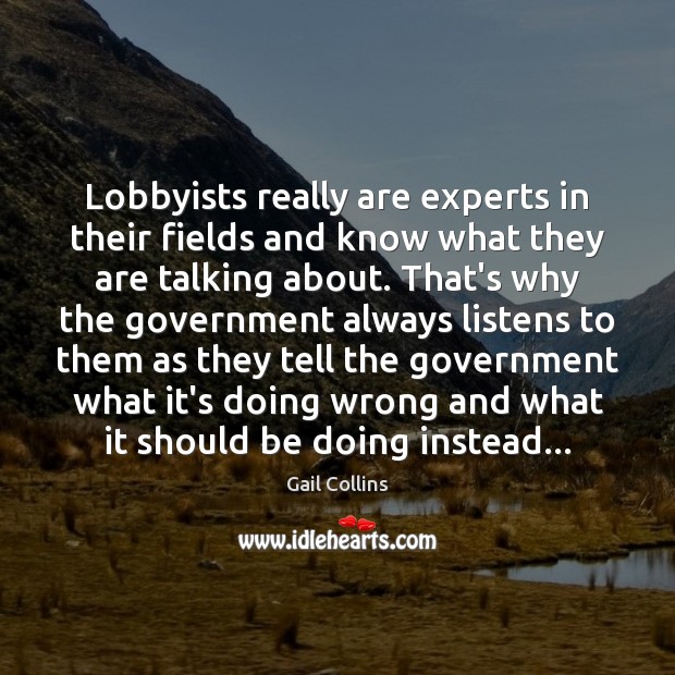 Lobbyists really are experts in their fields and know what they are 