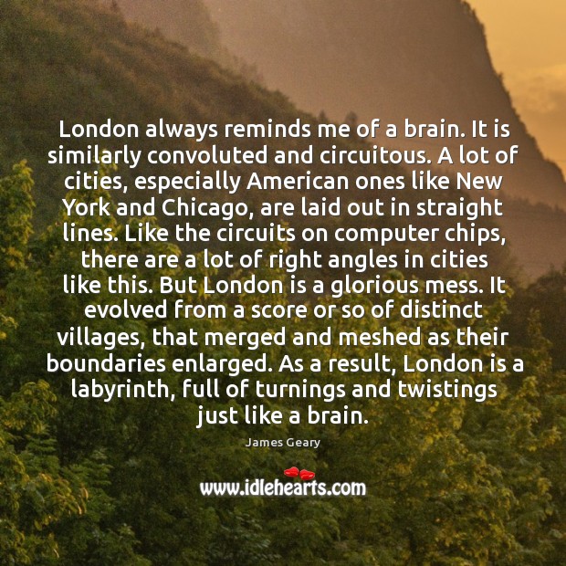 London always reminds me of a brain. It is similarly convoluted and James Geary Picture Quote