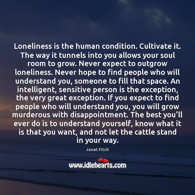 Loneliness is the human condition. Cultivate it. The way it tunnels into Image