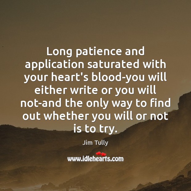 Long patience and application saturated with your heart’s blood-you will either write Jim Tully Picture Quote