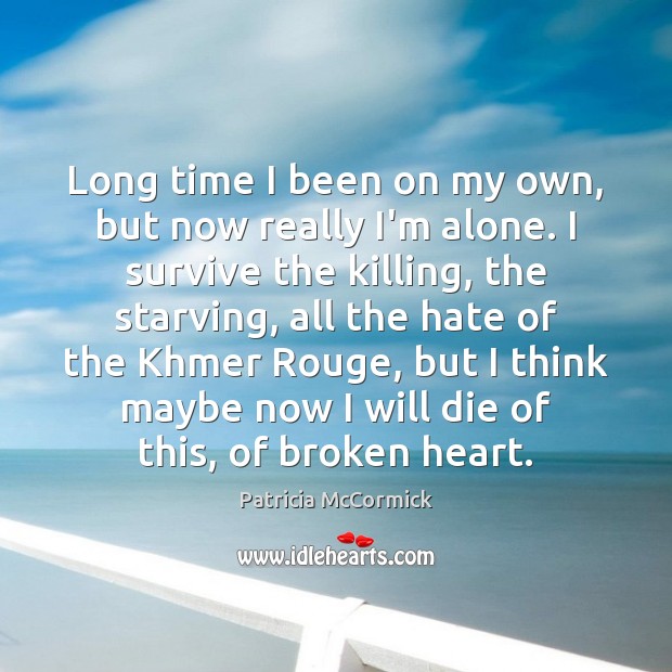 Long time I been on my own, but now really I’m alone. Patricia McCormick Picture Quote