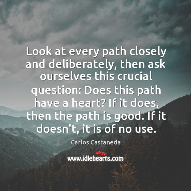 Look at every path closely and deliberately, then ask ourselves this crucial Carlos Castaneda Picture Quote