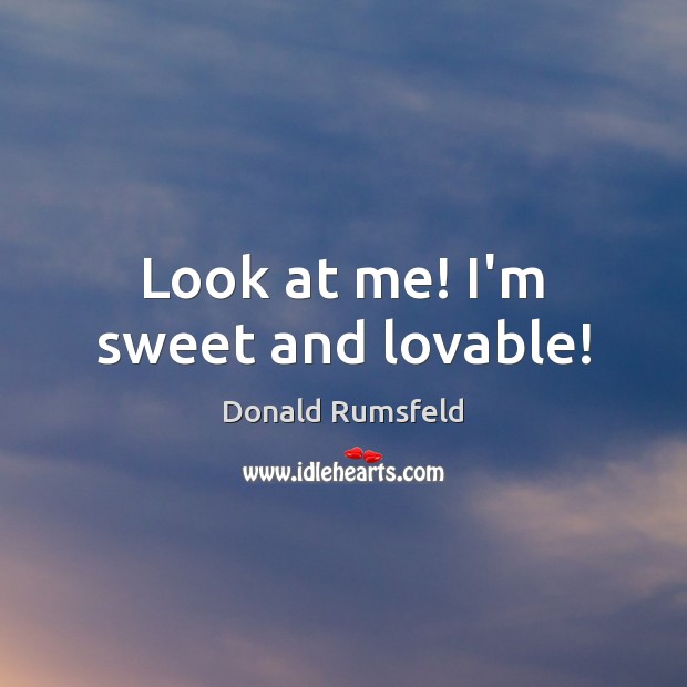 Look at me! I’m sweet and lovable! Donald Rumsfeld Picture Quote