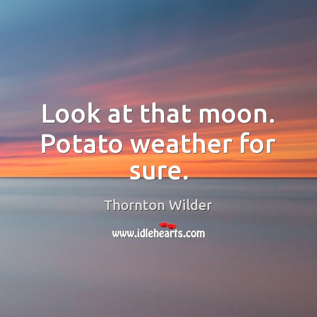 Look at that moon. Potato weather for sure. Thornton Wilder Picture Quote