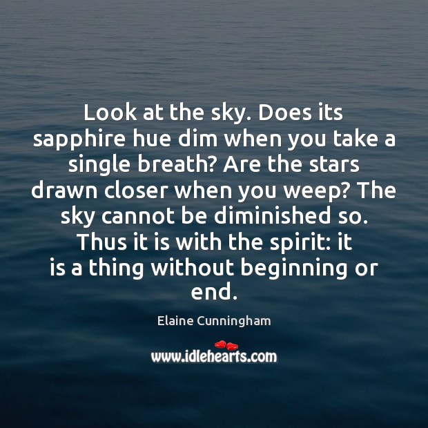 Look at the sky. Does its sapphire hue dim when you take Elaine Cunningham Picture Quote