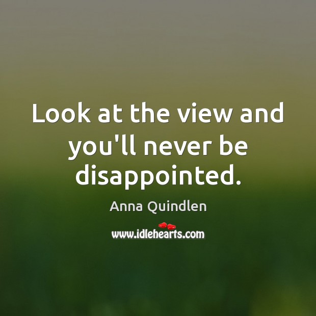 Look at the view and you’ll never be disappointed. Anna Quindlen Picture Quote
