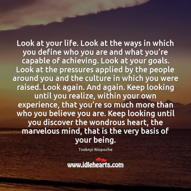 Look at your life. Look at the ways in which you define Tsoknyi Rinpoche Picture Quote