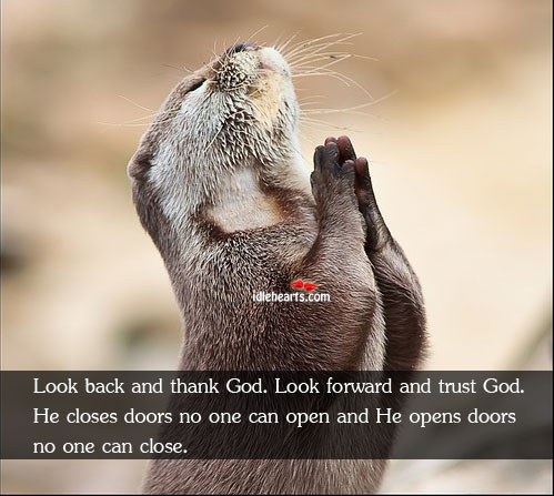 Look back and thank God. Look forward and trust God Picture Quotes Image