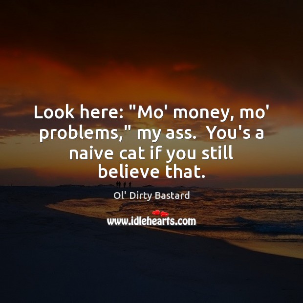 Look here: “Mo’ money, mo’ problems,” my ass.  You’s a naive cat Ol’ Dirty Bastard Picture Quote