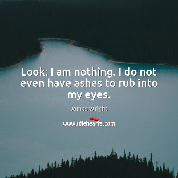 Look: I am nothing. I do not even have ashes to rub into my eyes. James Wright Picture Quote