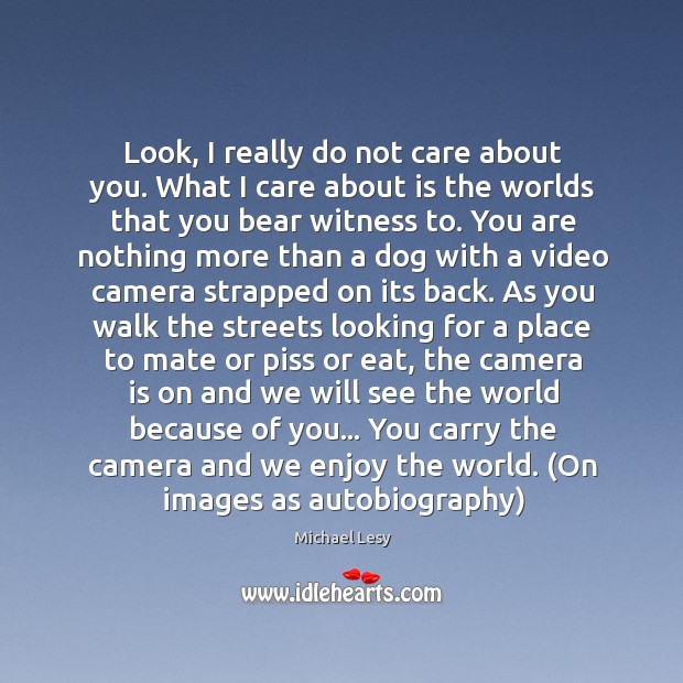 Look, I really do not care about you. What I care about Michael Lesy Picture Quote