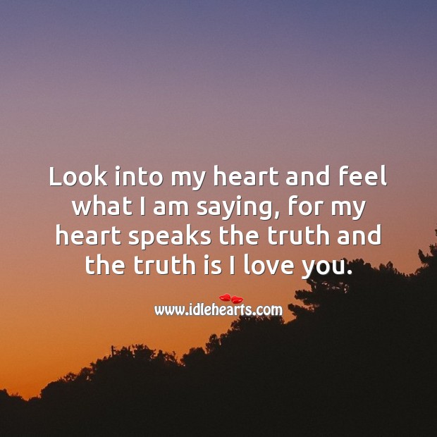 Look into my heart and feel what I am saying. Truth Quotes Image