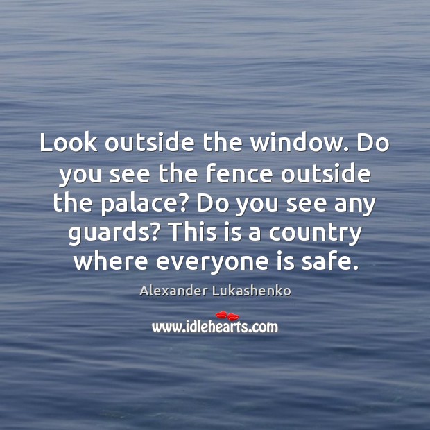 Look outside the window. Do you see the fence outside the palace? Image