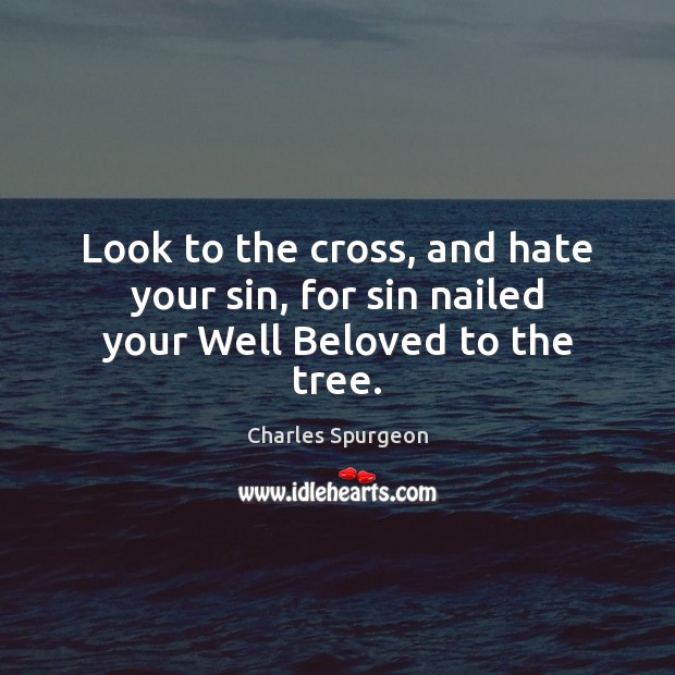 Look to the cross, and hate your sin, for sin nailed your Well Beloved to the tree. Charles Spurgeon Picture Quote