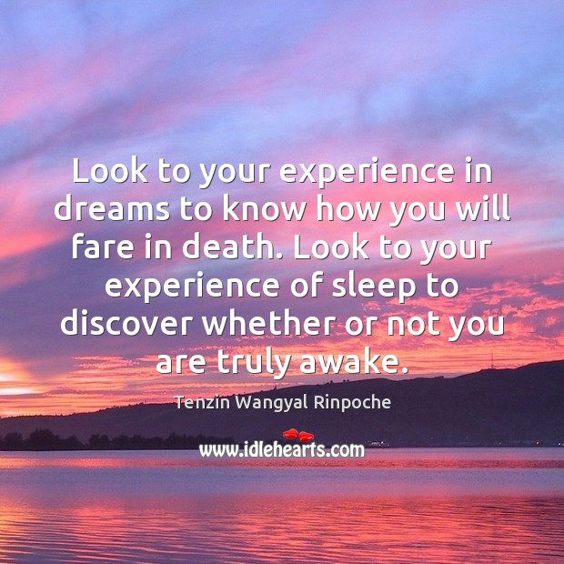 Look to your experience in dreams to know how you will fare Tenzin Wangyal Rinpoche Picture Quote