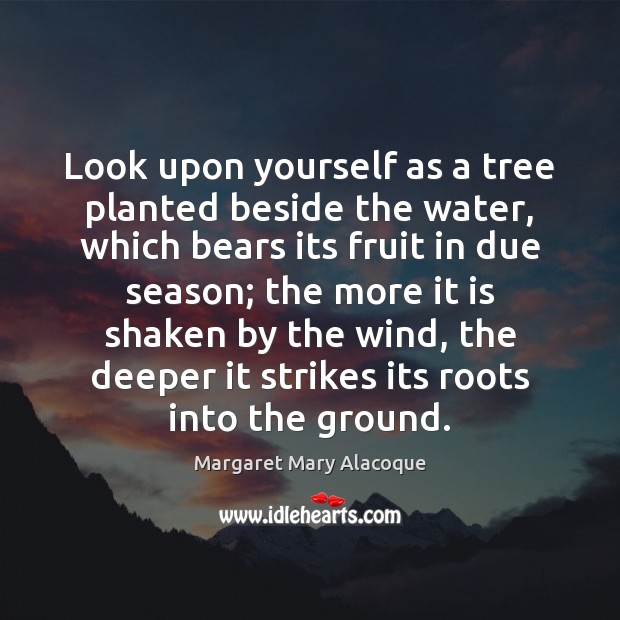 Look upon yourself as a tree planted beside the water, which bears Image