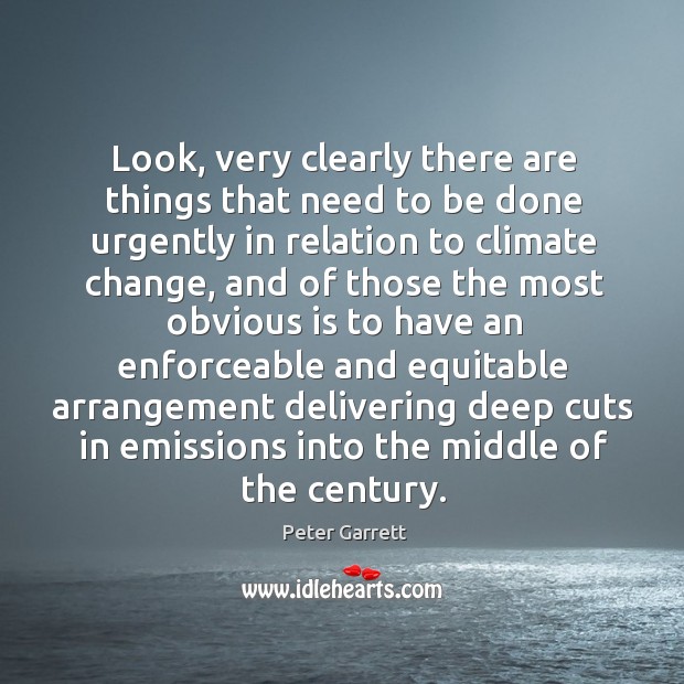 Look, very clearly there are things that need to be done urgently in relation to climate change Peter Garrett Picture Quote