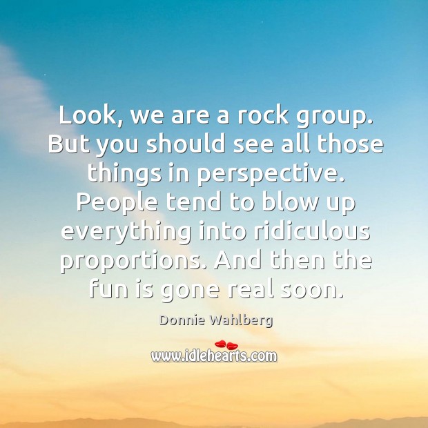 Look, we are a rock group. But you should see all those things in perspective. Donnie Wahlberg Picture Quote