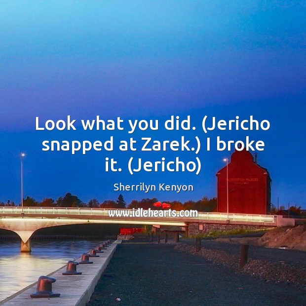 Look what you did. (Jericho snapped at Zarek.) I broke it. (Jericho) Image